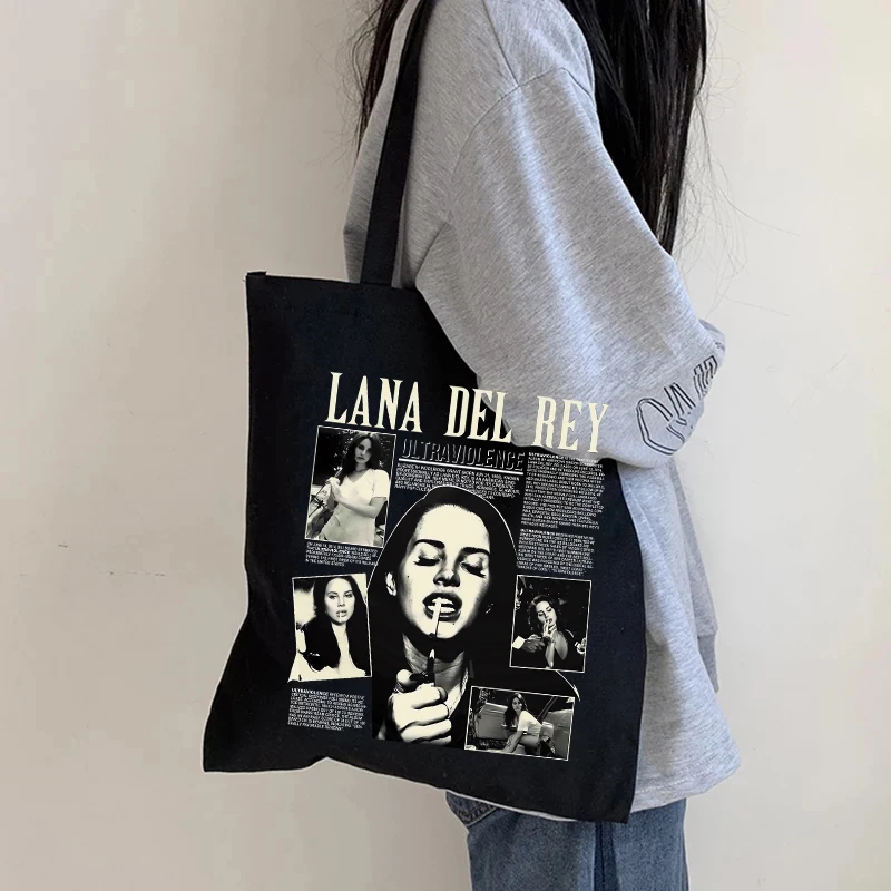 90s Lana Del Rey Ldr  Shopping Bag Eco Manga Tote Harajuku Shopper Bag Women Canvas Shoulder Bag Large-capacity Large-capacity