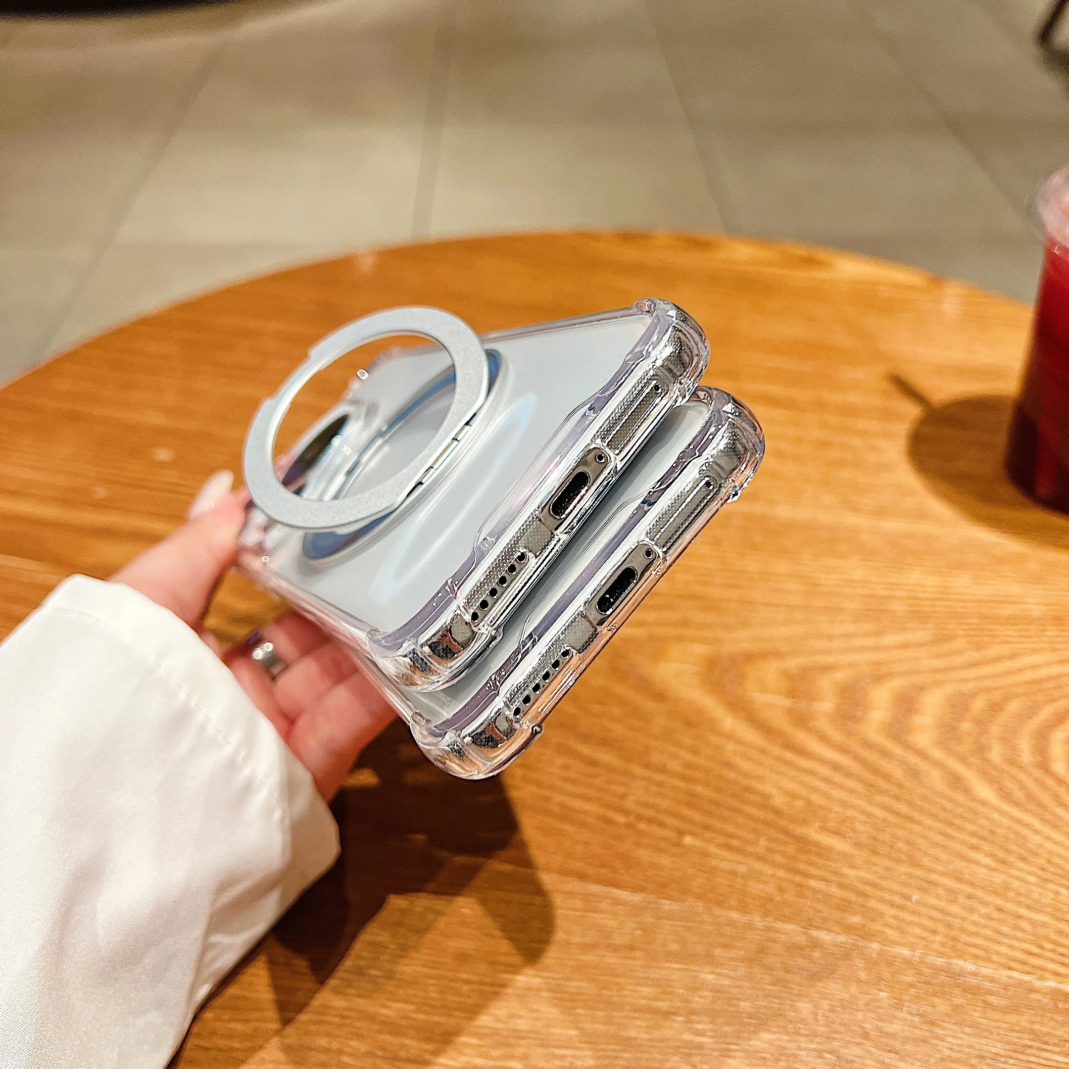 Stoßfeste, transparente Schutzhülle mit kabelloser Ladefunktion und magnetischem, drehbarem Ständer für Huawei Mate 60, Pura 70, 80 Ultra, 90 Pro Max, kompatibel mit Magsafe. – Detail 5