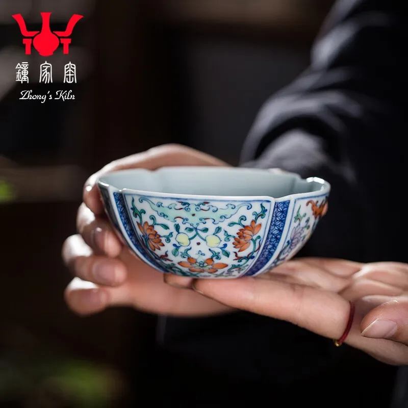 

Zhongjia Kiln Master Cup Single Cup Jingdezhen Blue and White Color Firewood Kiln Twine Flower Kombucha Tea Cup Small Teacup