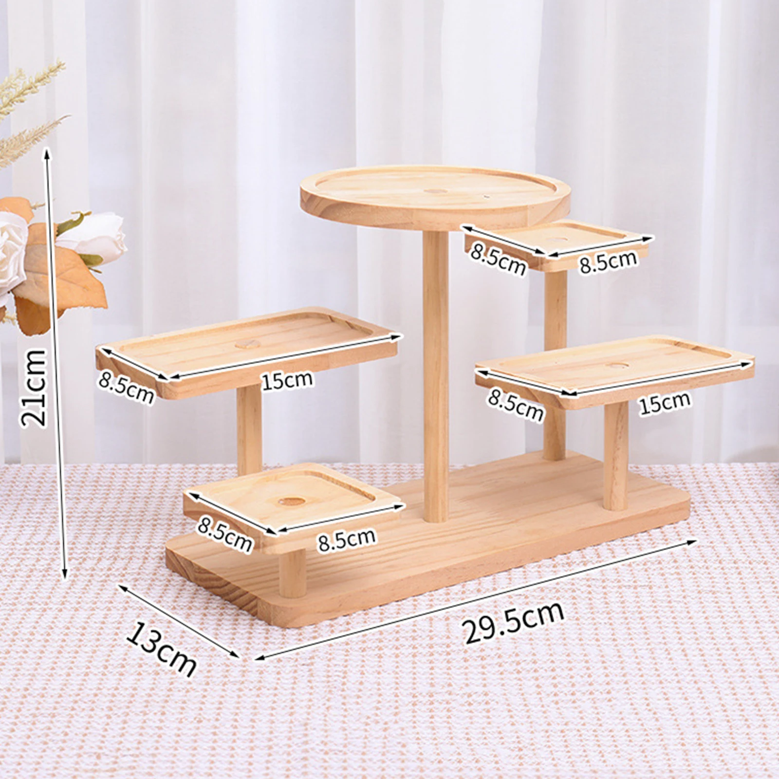 Wooden Display Rack Multi Layer Practical Display Stand Holder Tabletop Tiered Tray for Dolls  Collection Figure Makeup Cupcake - Image 6