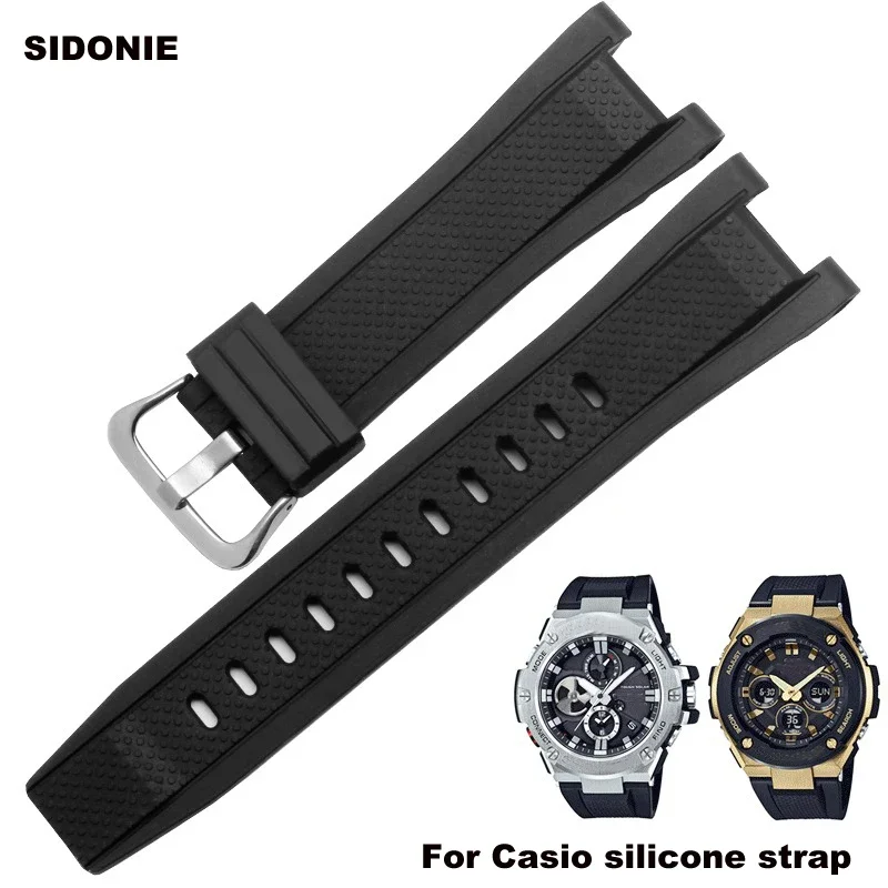 Rubber watch band for Casio GST-W120L S130L S310 B100 GST-W100G silicone watch band accessories 26-14mm