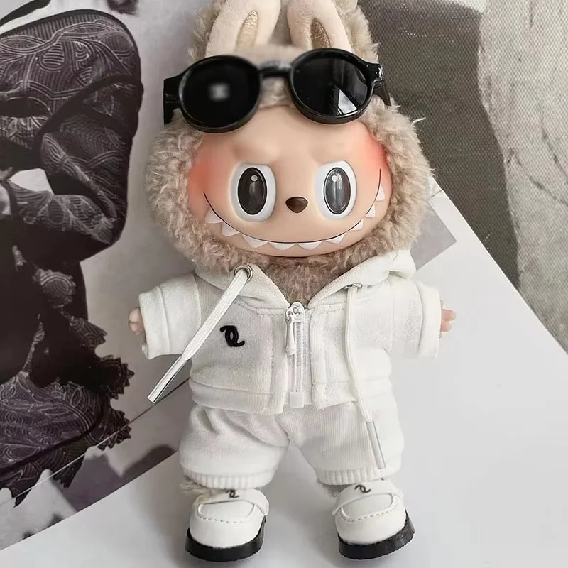 17cm Labubu Fashion Casual Hoodie Set Cute Doll Decorative Clothes Customized Labubu Limited Edition Sneakers