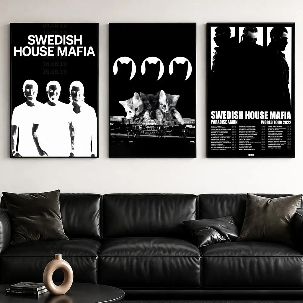 Elektronisches S-Swedish House MafiaS-Poster, selbstklebendes, stilvolles Kunstdruck-Poster, Wanddekoration für Zuhause