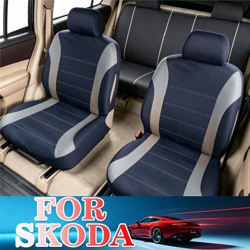 9pcs 5 seats of car seat covers For Skoda Brand, high elasticity fabric, universal fit suitable for multiple vehicle models