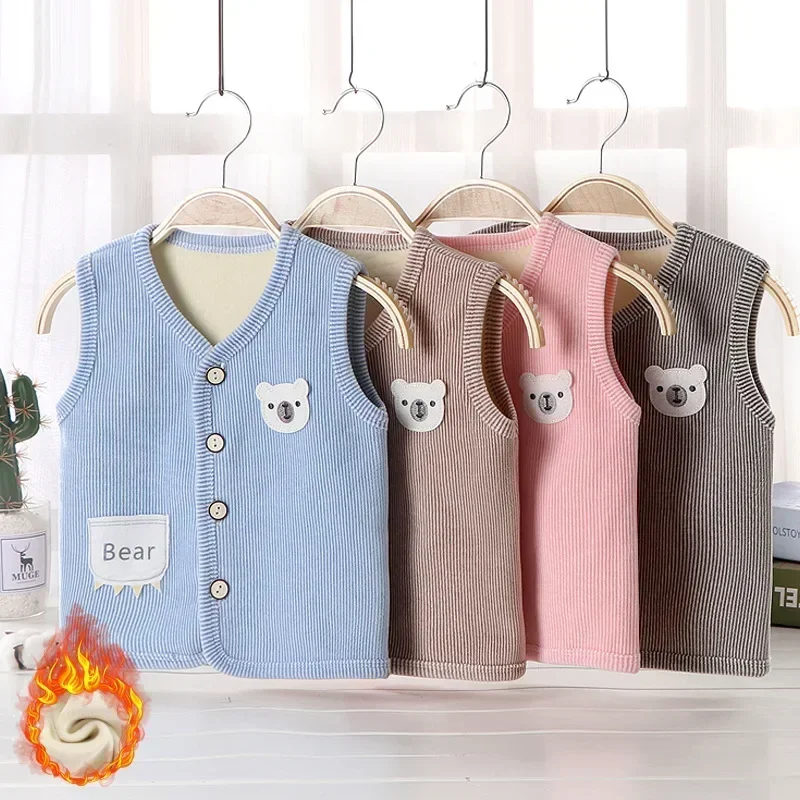 

Autumn Winter Children's Vest Boy Girl Thicken Velvet lining Keep Warm Jackets Vest Kids Clothes Waistcoat Children's Clothing