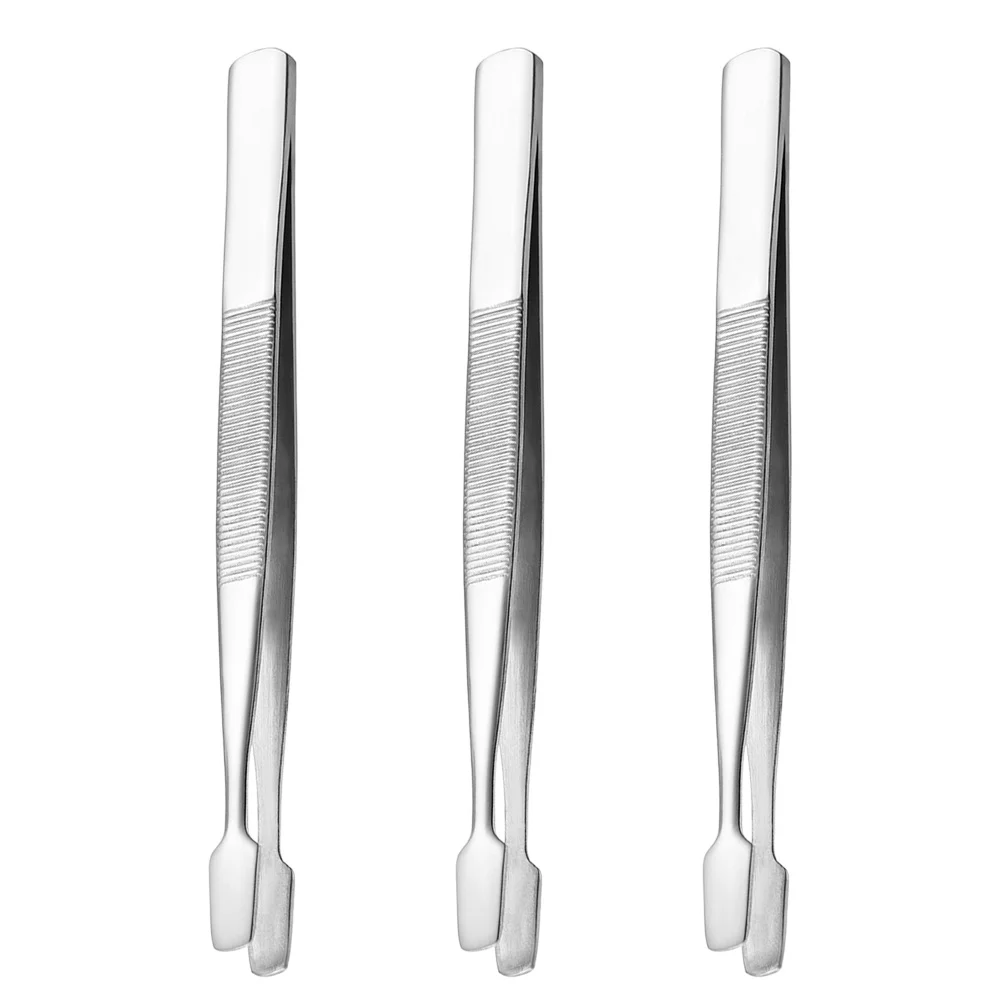 

3Pcs Precision Stainless Steel Tweezers for Stamps Albums and Eyelashes Straight Grip Tool Sticker Tweezers Stamp Tongs