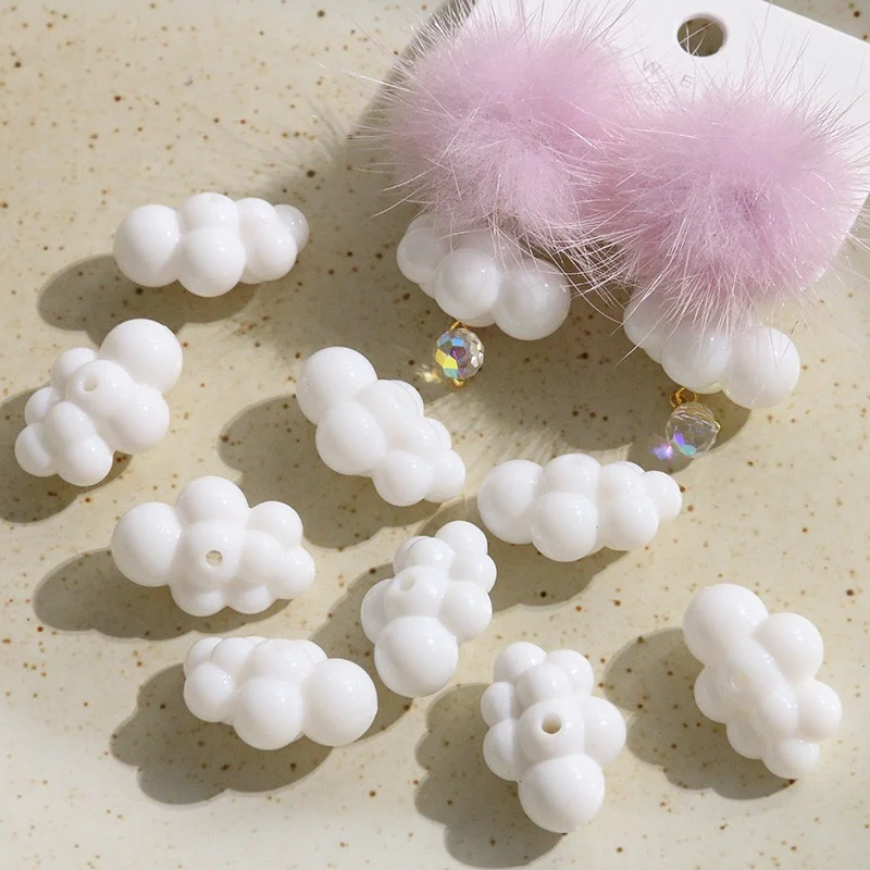 Wholesale 100pcs/lot color print cartoon clouds shape resin straight hole beads diy jewelry garment hair accessory