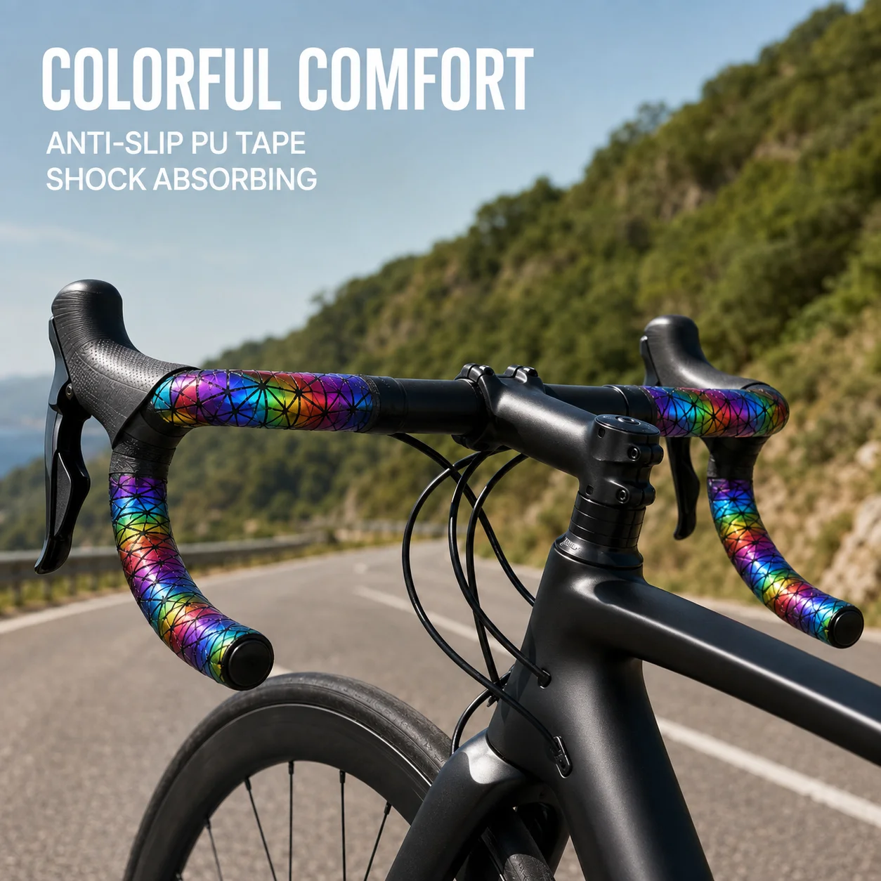 BOLANY PU EVA Road Bike Handlebar Tape Perforated Breathable Anti-Slip Shock Absorbing Bar Wrap for Drop Bar Bicycle Cycling