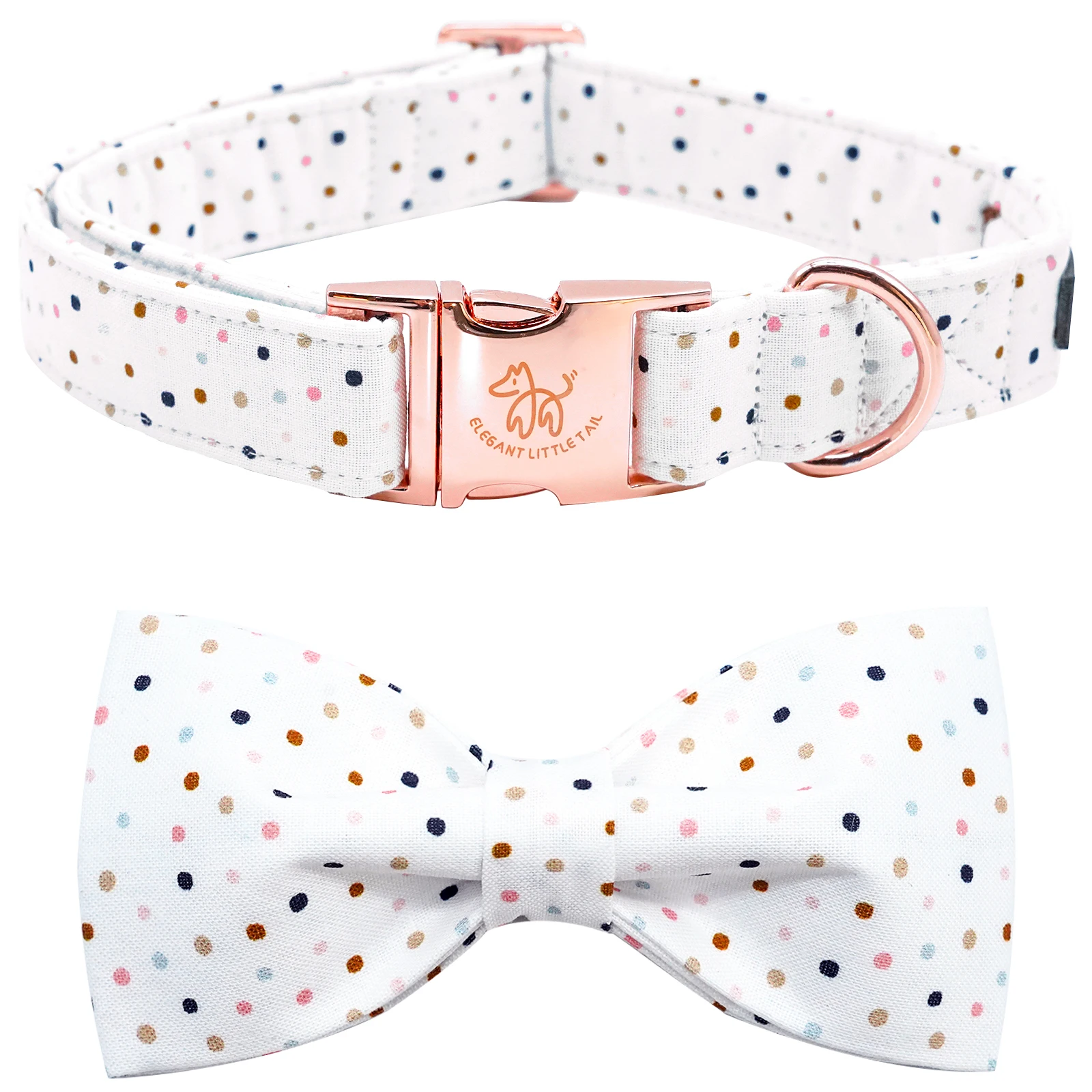 

Elegant little tail Dog Collar with Bowtie Female or Male Dot Cute Pet Collar Bow Dog Collars Adjustable Dog Collar