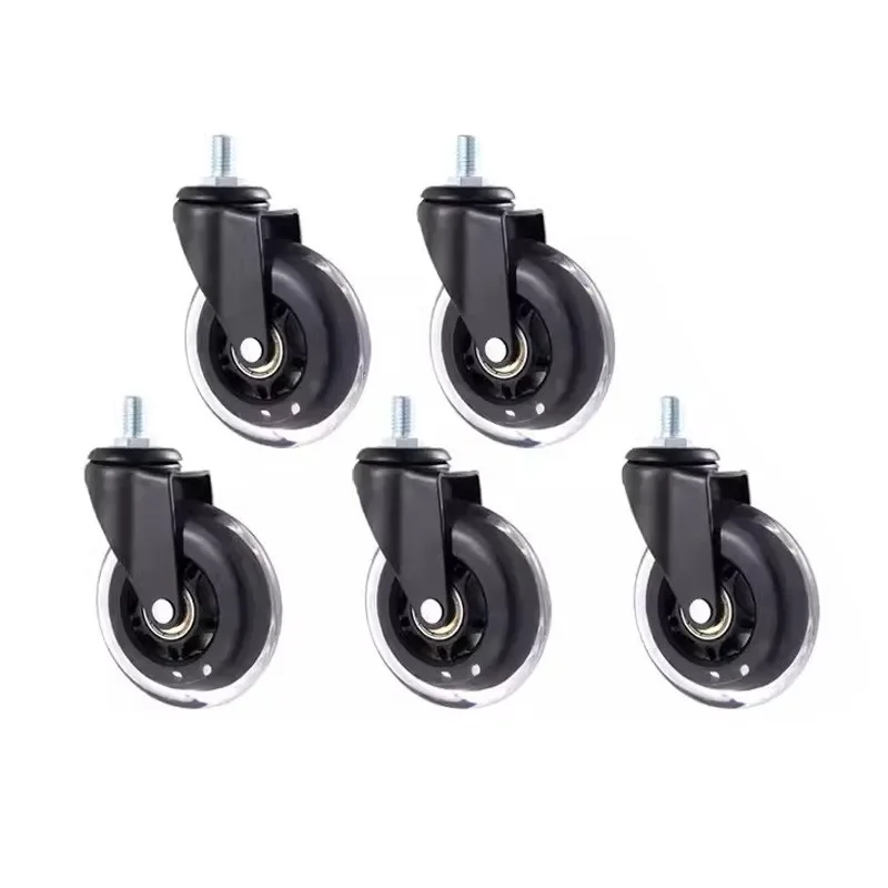 5 Pcs 3-inch M8/M10/M12 PU Screw Roller Ice Wheel Electrophoresis Entertainment Equipment Scooter Universal Mute Caster