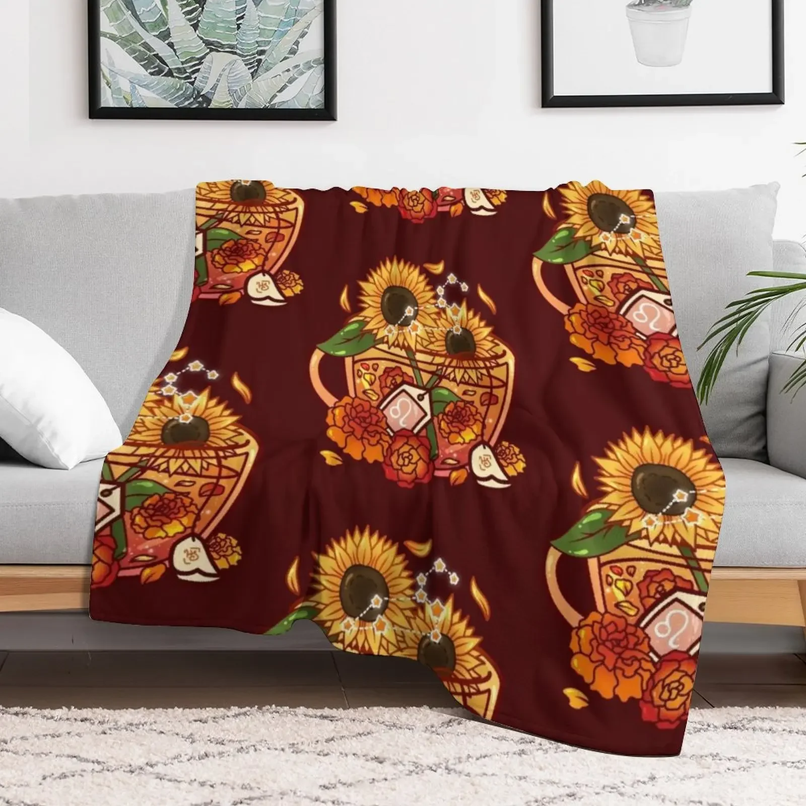 Leo Zodiac Teacup Throw Blanket Breathable Lightweight Blanket for Adults Kids