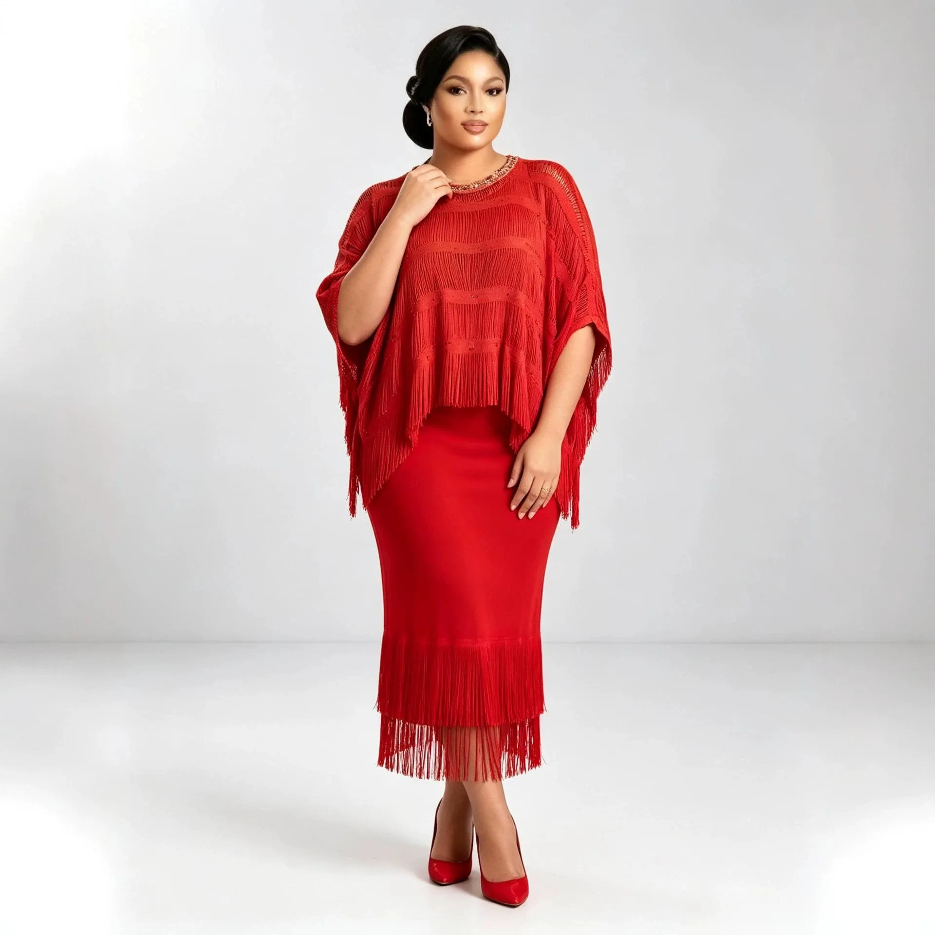 Miyake Fashion Fringed Pleated Loose Suit Summer New Irregular Top Skirt Slim Two-piece Set