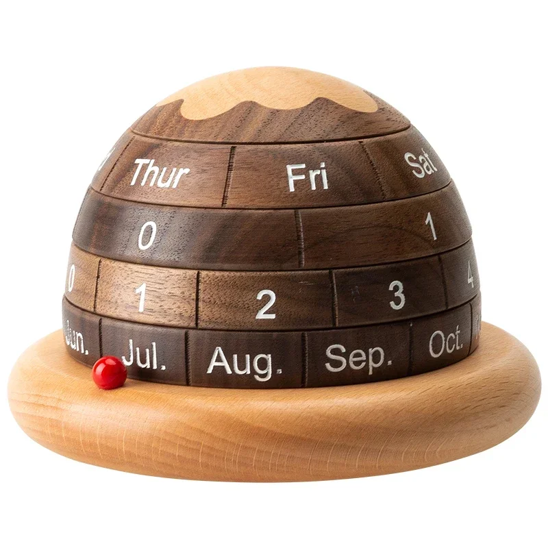 

Perpetual calendar ornament tabletop ornament housewarming gift black walnut wooden desk calendar