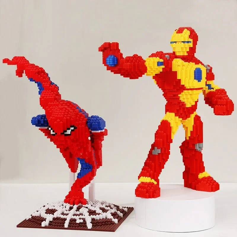 Bloques de construcción de superhéroes para niños, juguetes de empalme de Spider Man, modelo de rompecabezas, adornos, regalos de cumpleaños y Navidad, 40cm, nuevo