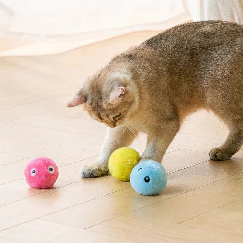 Smart Cat Ball Toys Plush Electric Catnip Training Toy Kitten Touch Sounding Squeaky Supplies Pet Products Toy For Cats Supplies