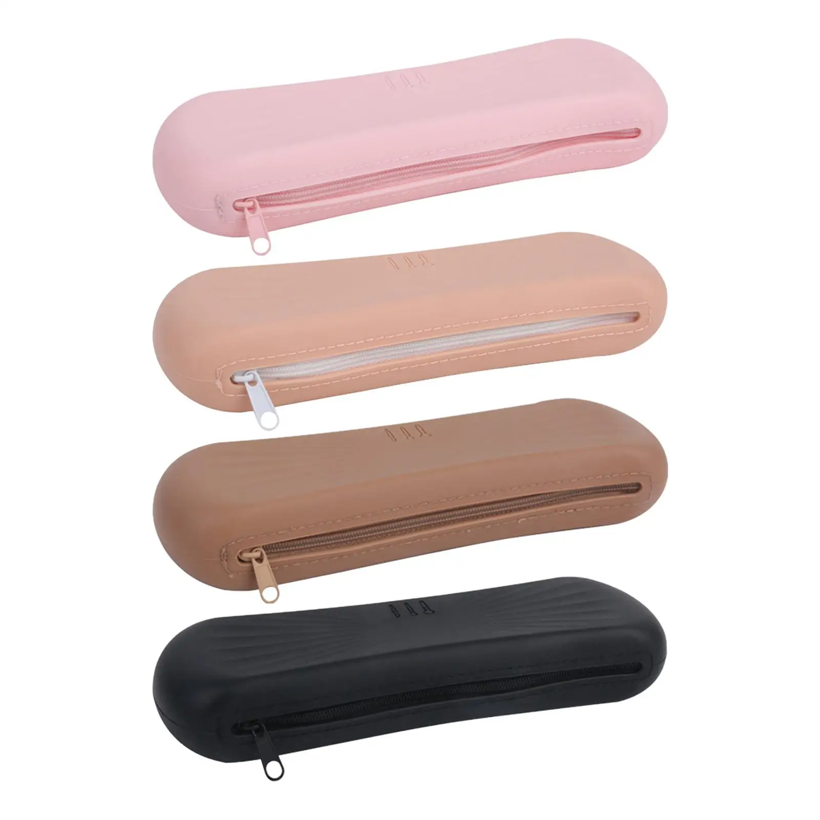 Porte-brosse de maquillage de voyage en Silicone, Portable, souple, fermeture éclair, ouverture latérale, sac de maquillage, petit sac à cosmétiques réutilisable, pochette pour pinceaux de maquillage