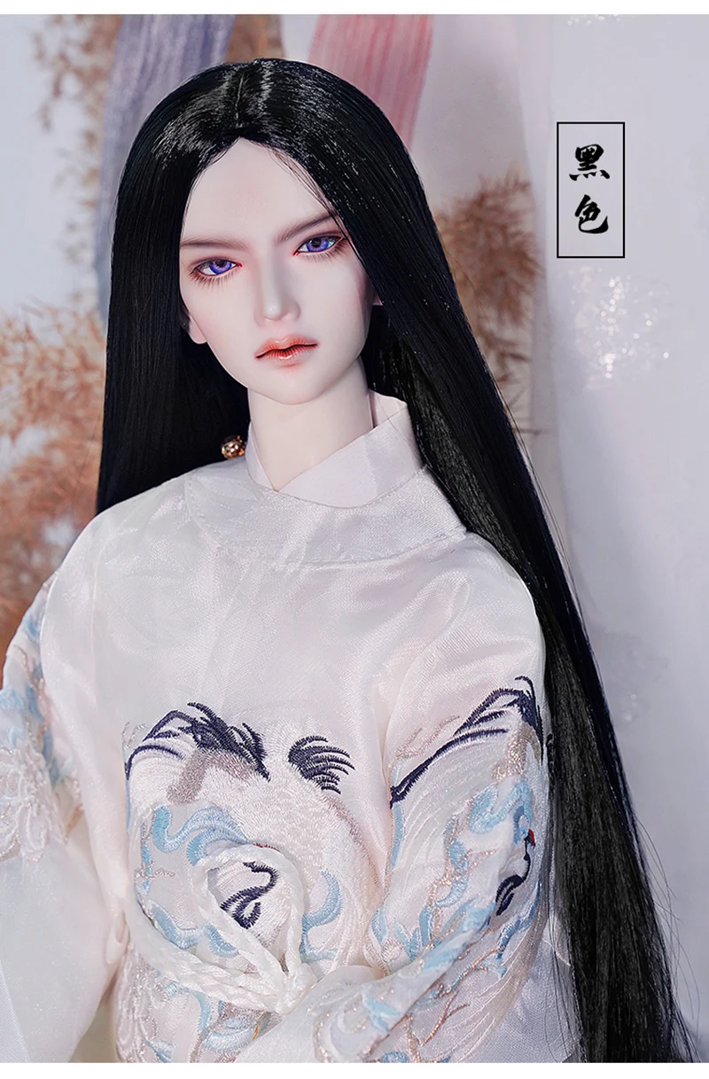1/6 1/4 1/3 BJD Pruiken Vintage Kapsel Melk Zachte Zijde Lang Haar Samurai Pruik Voor YOSD MSD SD13 SSDF ID72 Oom Pop Accessoires