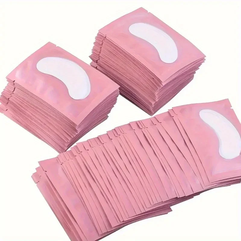 Patch pour les yeux en Hydrogel rose, 100 paires, Extension de cils, naturel non pelucheux, coussinets de Gel sous les yeux, fournitures d'extension de cils et outils de beauté
