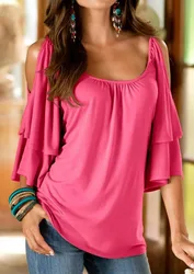 Cotton Slim Women T Shirt Short Sleeve for Female Solid Color Tops 2023 Womens Strapless T-shirts Woman T-shirt Fashion Casual
