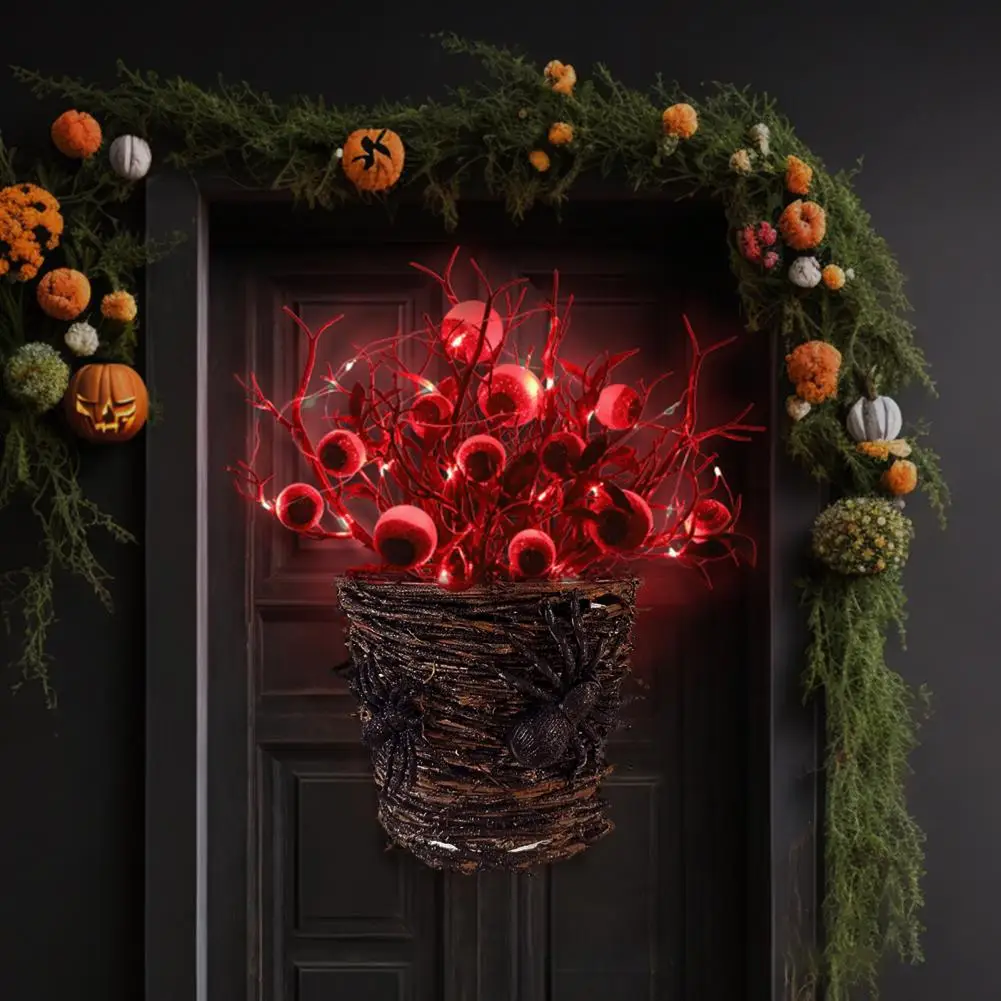 

Spooky Festive Wreath Spooky Halloween Eyeball Spider Branch Decor Set for Home Window Wall Front Door Black Deadwood Wreath