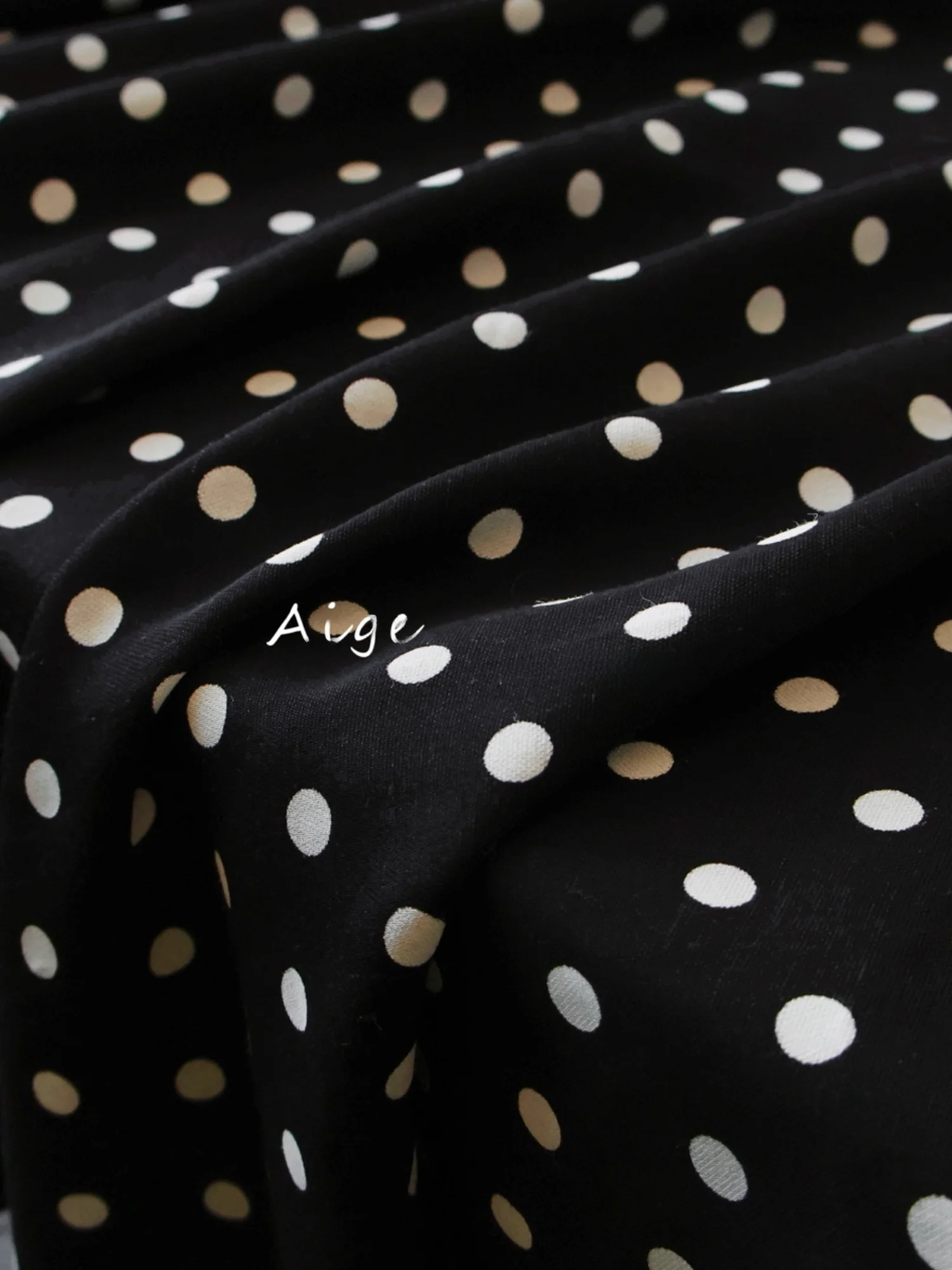 

Skin-friendly Cotton Linen Gingham Fabric Set Pants Material Drapery Bla White Dot Print Home Sponge Pad