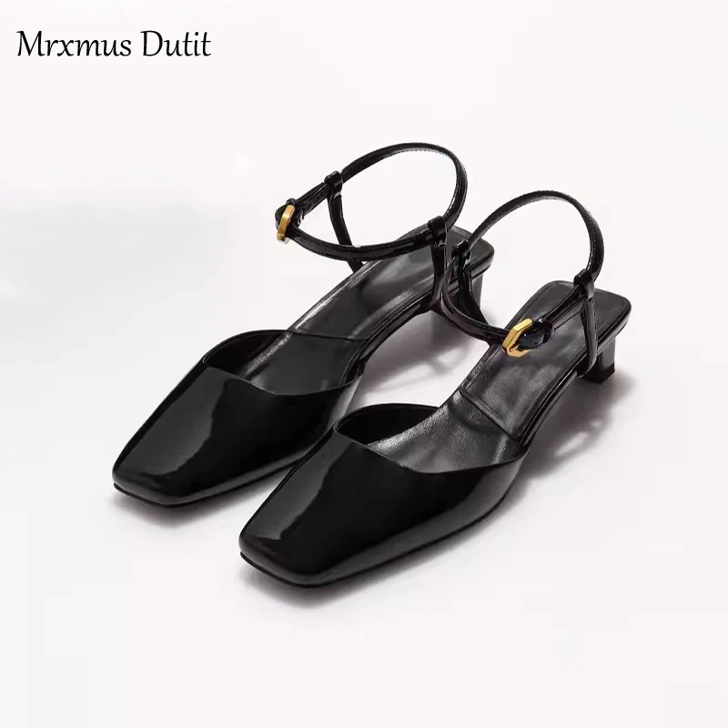 Mrxmus 2024 Summer Fashion Women New Square Head Muller Sandals Solid Elegant Casual Versatile Simple Shoes Female Chic Pumps