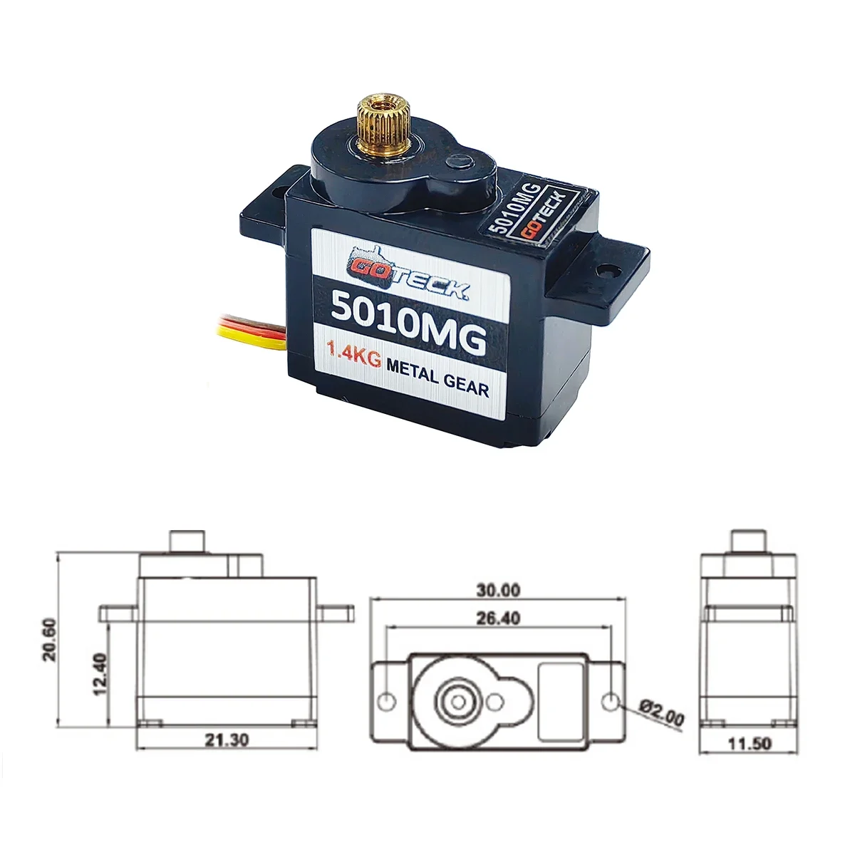 GOTECK 2 STKS 5g Mini Servo, Micro Full Metal Gear Digitale Servo, voor RC Auto Model Boot Vaste Vleugel Helikopter Vliegtuig Robot Speelgoed