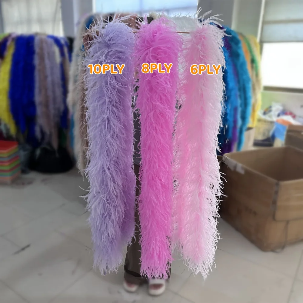 2Meters Green Ostrich Feather Boa Thick Plumes 20Ply 10Ply 8Ply 6Ply 3Ply Ostrich Feather Trim Shawl Scarf Costume Accessories