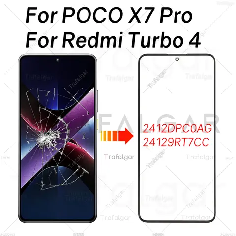 Verre d'écran avant pour Xiaomi POCO X7 Pro Redmi Turbo 4 5G, lentille extérieure en verre avec remplacement adhésif optiquement transparent OCA