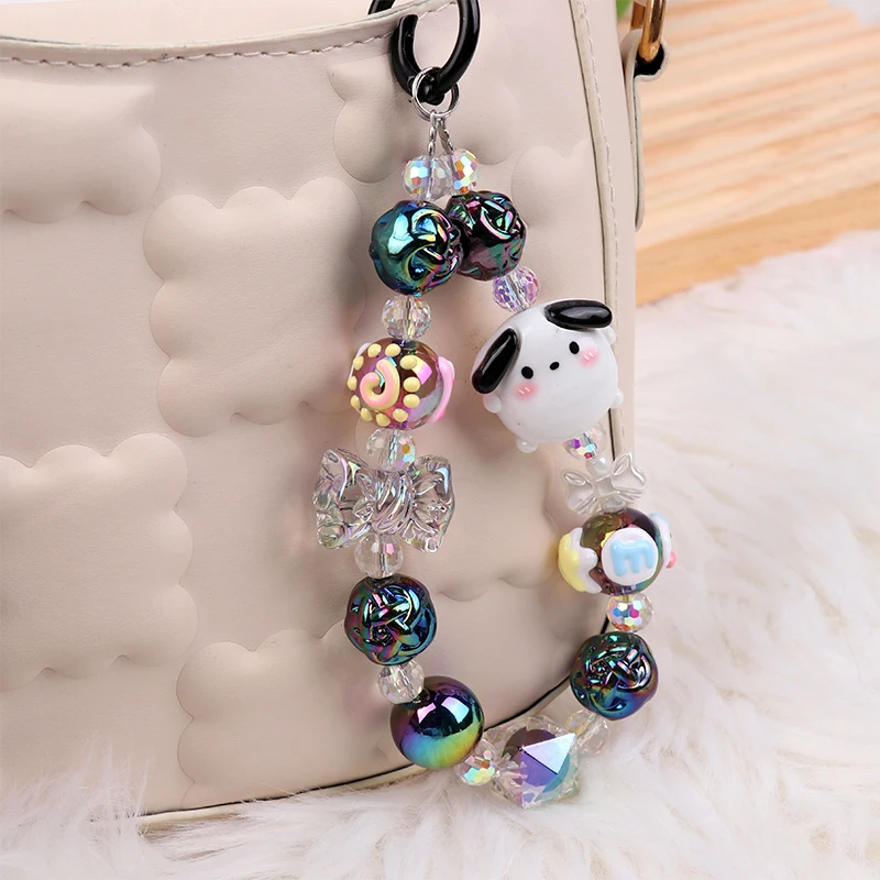 Pendentif Sanurgente Hello Kitty Kawaii avec dragonne nœud papillon, étui pour écouteurs, sac décoratif, Cinnamoroll Kuromi My Melody, JOW pour téléphone, carte