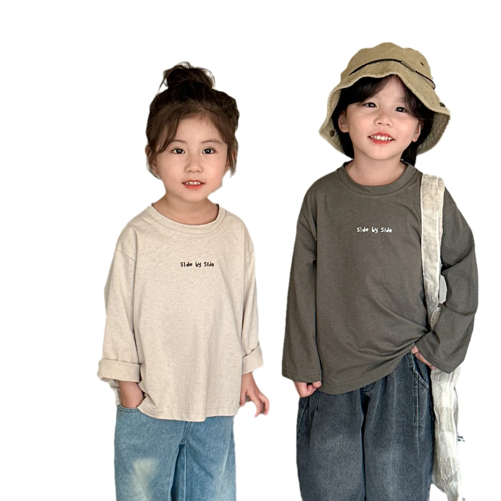 2024 Autumn New Children Long Sleeve T Shirts Cotton Baby Girls Letter Print Bottoming Shirt Kids Boys Casual Loose Tops Clothes