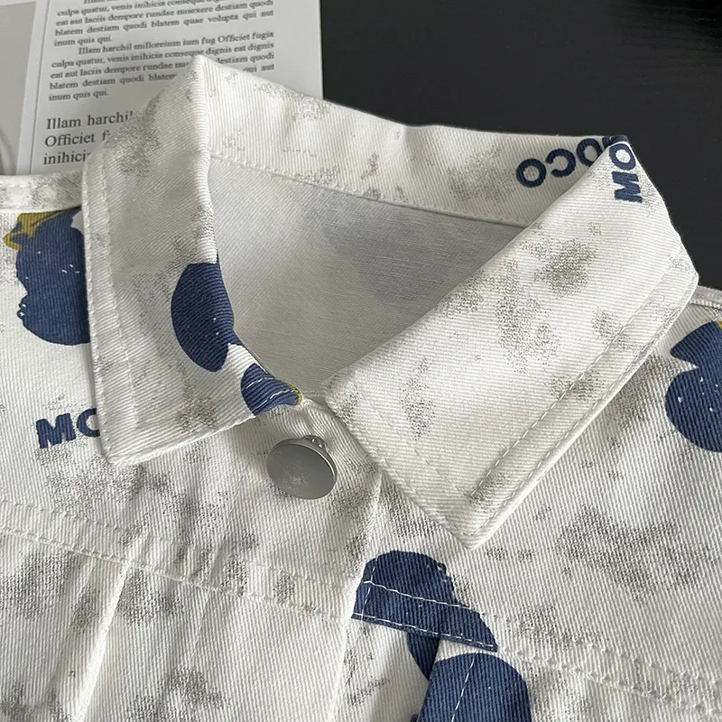 صبي وفتاة سترة معطف الربيع والخريف جديد للأطفال موضة الكرتون طوق الدنيم سترة ملابس الطفل 80-120 سنتيمتر