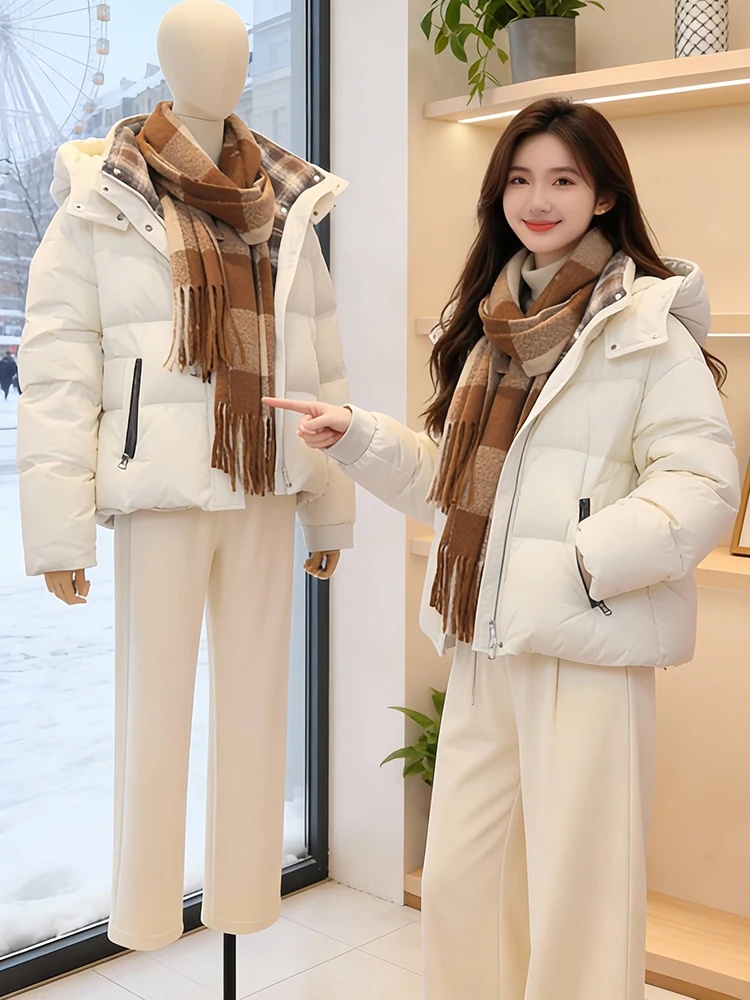 เสื้อโค้ทกันหนาวสำหรับผู้หญิง สไตล์เกาหลี ผ้าฝ้าย ทนทาน ซิปปิด ดีไซน์ทันสมัย