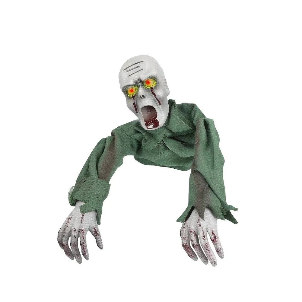 Zombie Prop with Motorized Crawling Action Glowing Eyes and Chilling Audio for Halloween Decor in Entryway Lawn or Porch