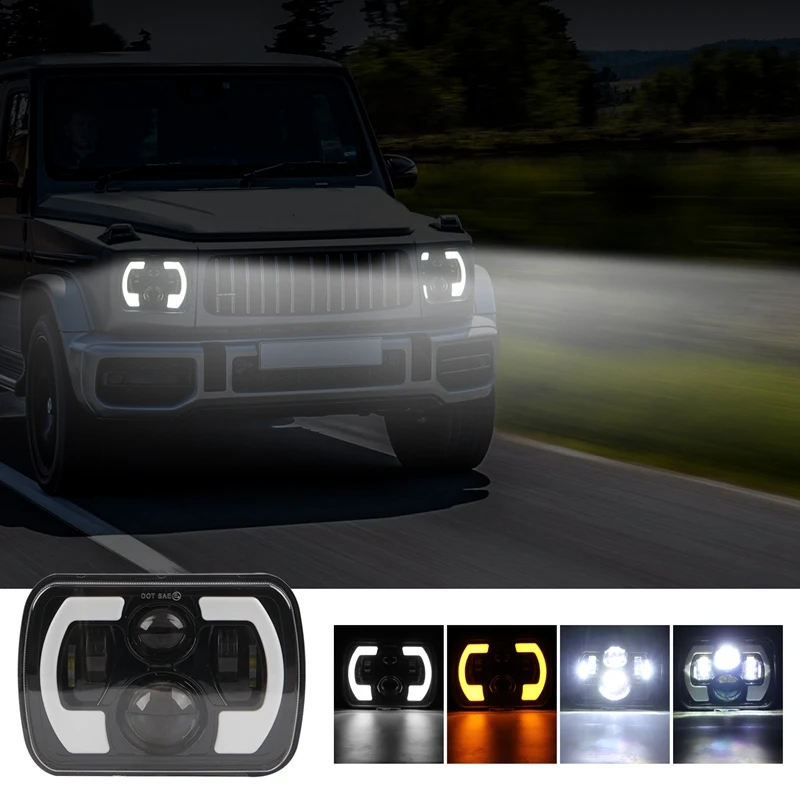 

7X6 Inch,5X7 Inch LED Projector Headlight Hi-Lo Beam Halo Turning Signal Light DRL 400W For Cherokee XJ 1984-2001 Jeep