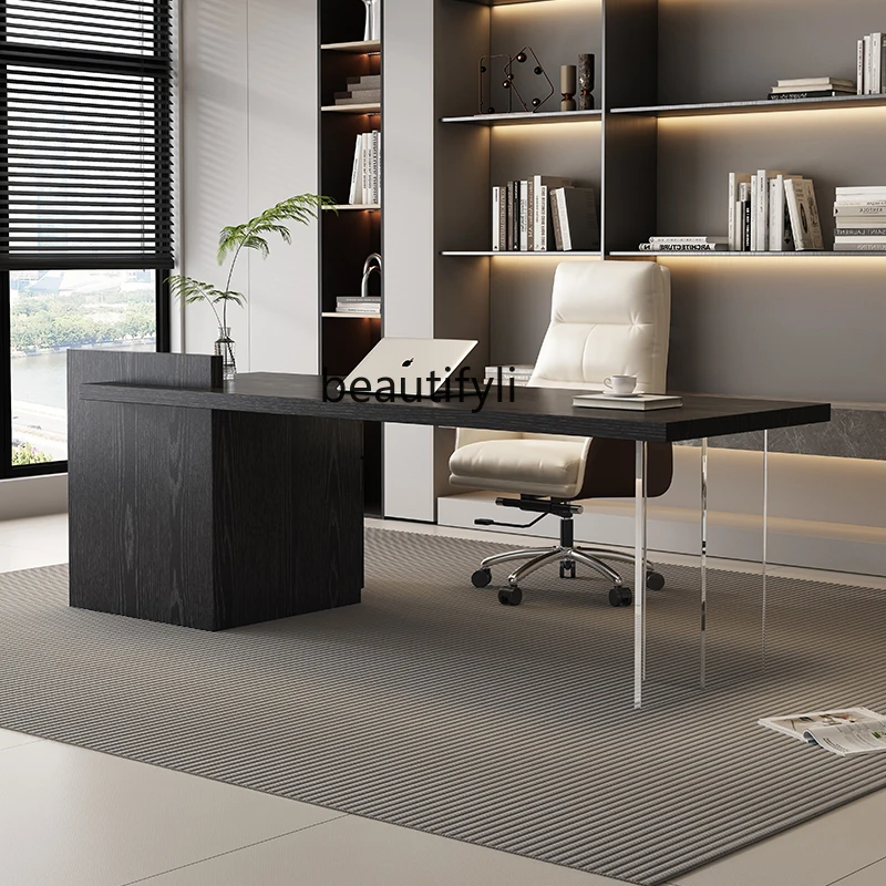 

Italian minimalist solid wood desk, modern minimalist acrylic for home use, desk, light luxury computer desk