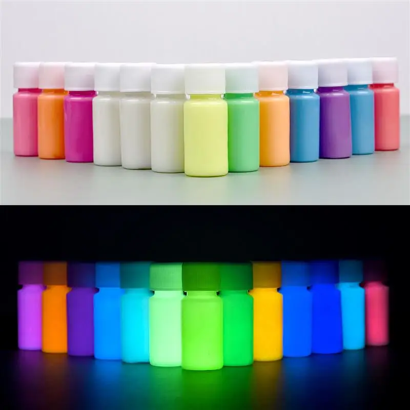 20g Bottle Fluorescent Pigment Long-Lasting Luminous Paints Auto Glow Glow In Dark Acrylic Paints For Artwork Party Supplies