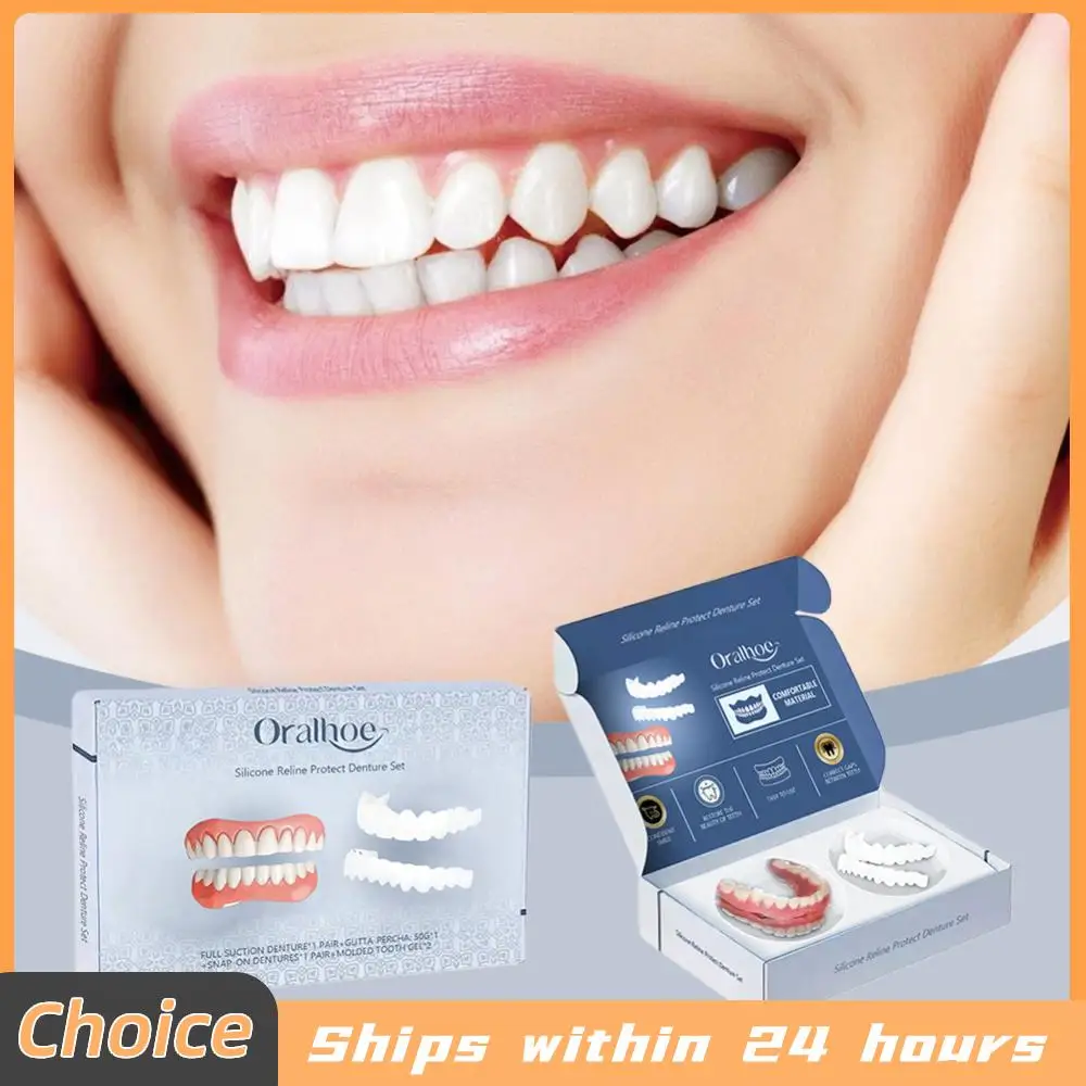 

Силиконовый набор для ремонта зубных протезов: комфортные полные протезы для верхней и нижней челюсти, комплект для ремонта протезов для мужчин и женщин