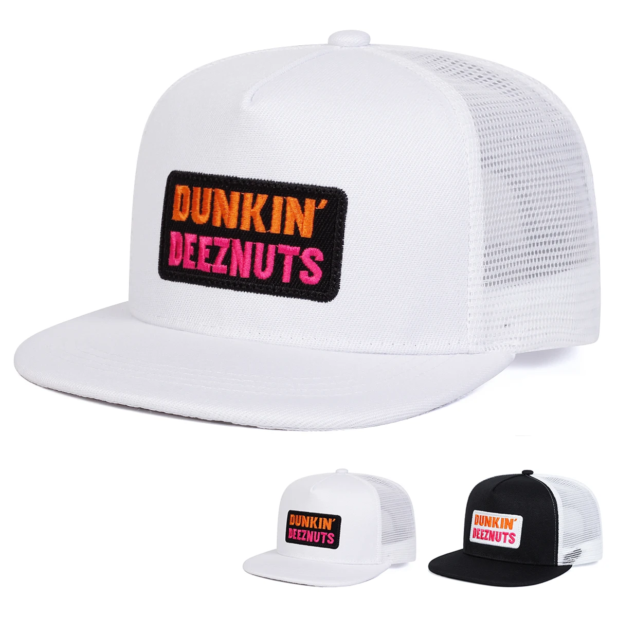 Unisex DUNKIN DEEZNUTS Embroidery Hip-hop Net Hats Spring Summer Outdoor Adjustable Casual Baseball Caps Sunscreen Hat Cap