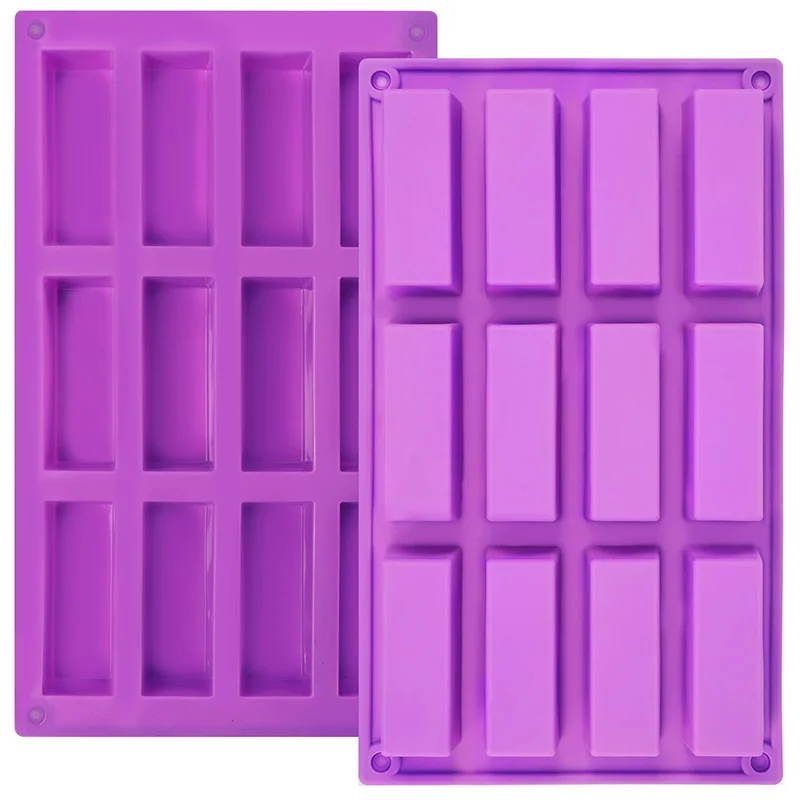 12 Cavity Rectangle Caramel Candy Silicone Molds,Energy Bar Chocolate Truffles Mold,Whiskey Ice Cube Tray,Grid Fondant Mould