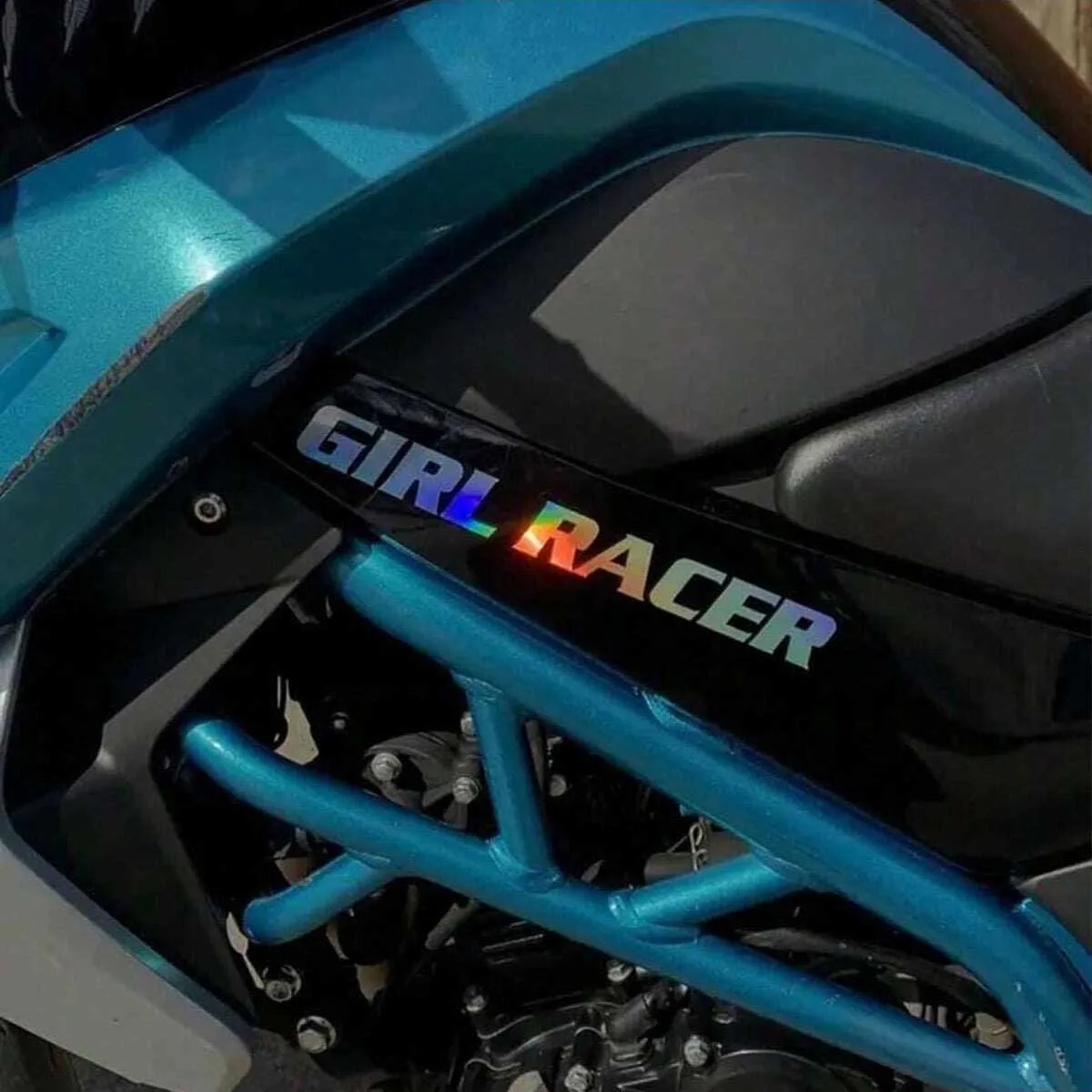 GIRL RACER Female Driver Creative Text Car Sticker Electric Vehicle Motorcycle Rear Window Colorful Laser Sticker