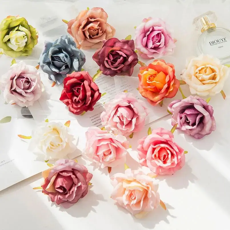 

50/100Pcs Silk Rose Artificial Flower Outdoor UV protection Wedding Bridal Bouquet Arch wall Christmas Wreath Home Diy Hot sale