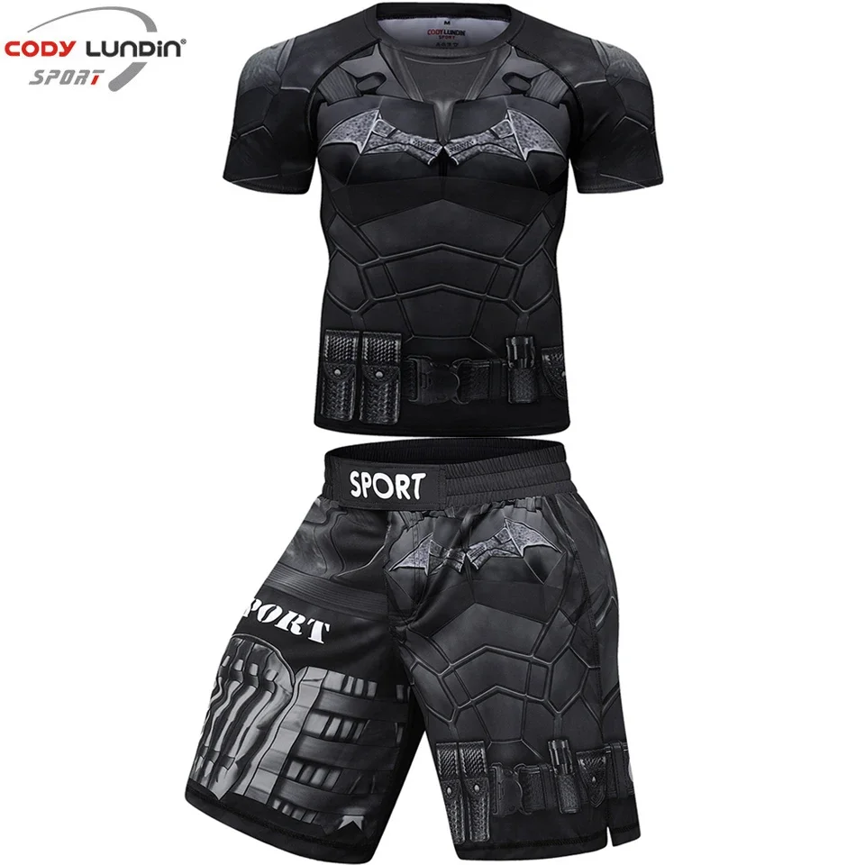 MMA mężczyźni Rashguard t-shirty + spodnie Rash Guard spodenki Muay Thai BJJ dres koszulki bokserskie MMA kompresja Kickboxing odzież sportowa