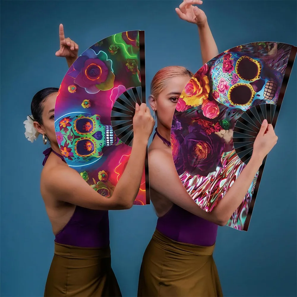 Ten Inch Fluorescent fan UV Glow Lightweight Tai Chi Fan Stage Performance Dance Foldable Kung Fu Folding Fan
