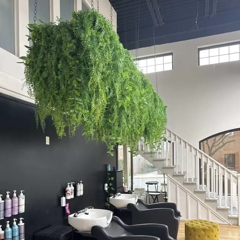 Easy Installation Ceiling Decorative Plants Wall Artificial Cloth Back Green Hanging Greenery Wall for Ceiling Decoration