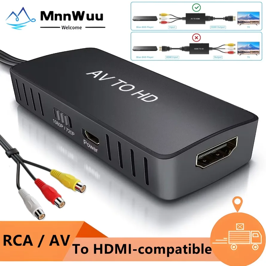 RCA to HDMI-compatible Converter Cable 1080P AV to HDMI-compatible Adapter For PS1/2/3 STB Xbox VHS VCR Blue-Ray DVD Players