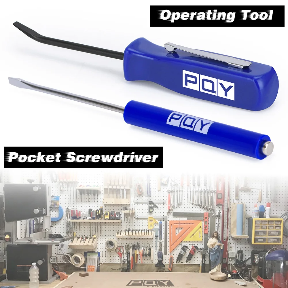 Mini Pocket Clips Screwdriver Strong Magnetic Slotted + Pocket Pry Bar Short Angled Operating Handy Tool 4-Sided Grip