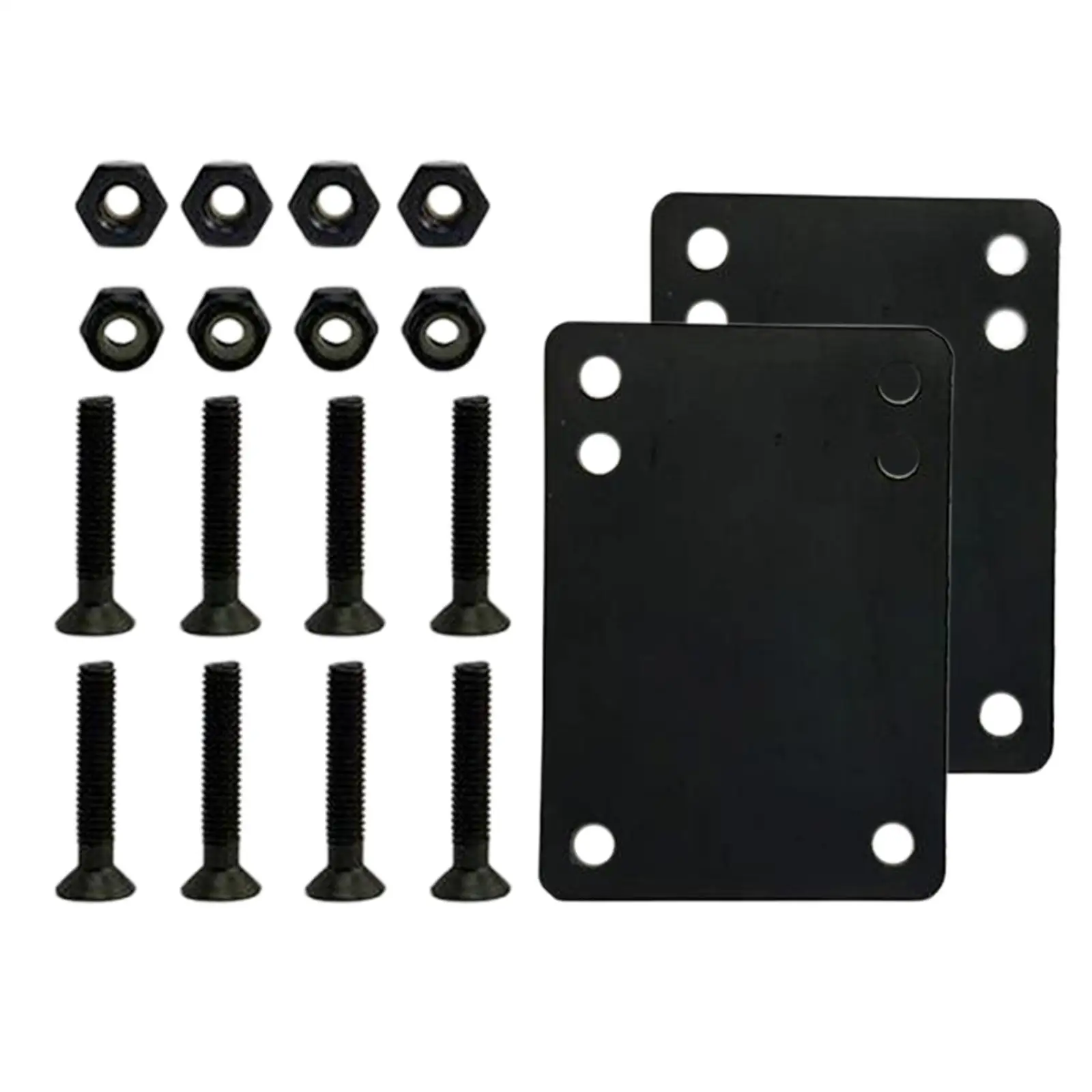 4x camion da skateboard per montaggio su longboard con 2 accessori per pad