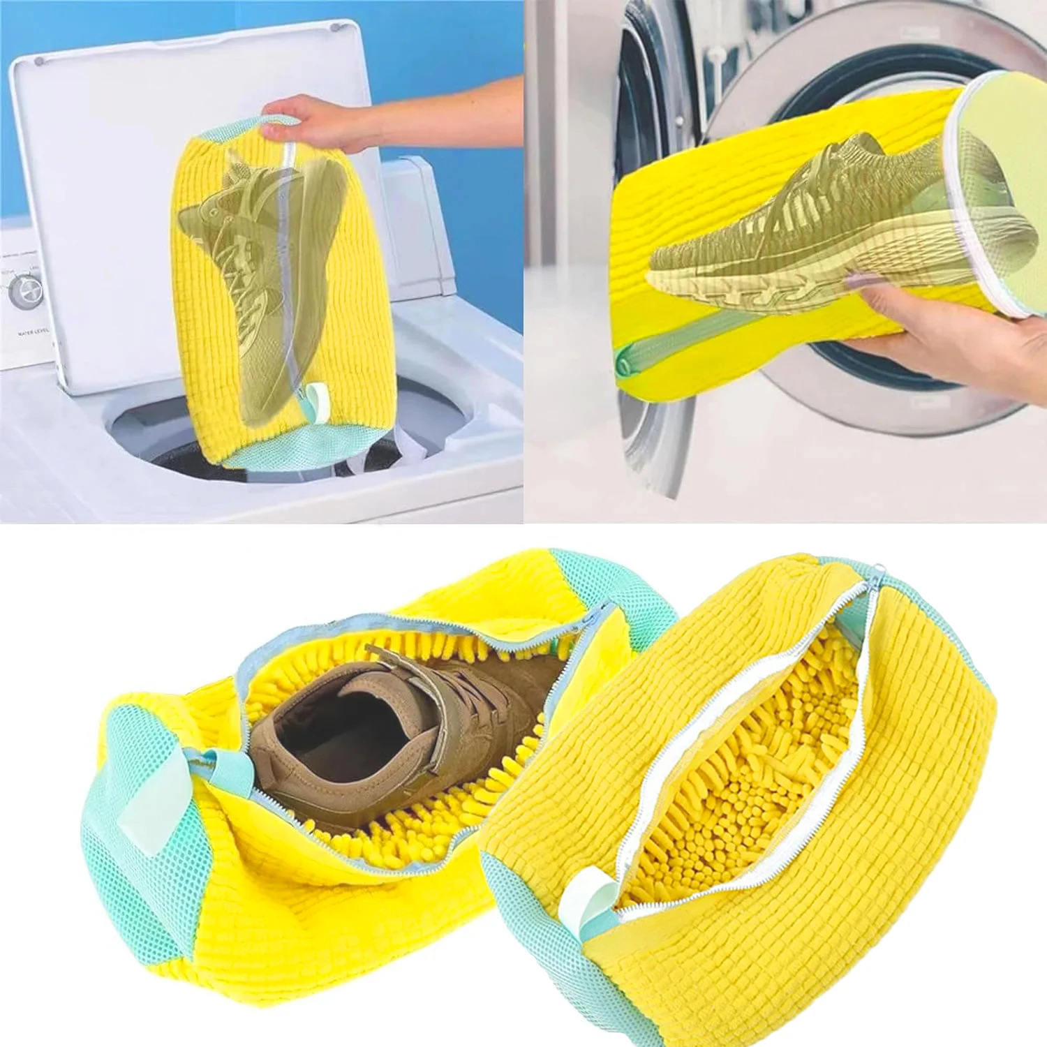 Washing Shoes Bag Protector Fluffy fibers Polyester Washing Shoes Machine Friendly Laundry Bag Drying Bags