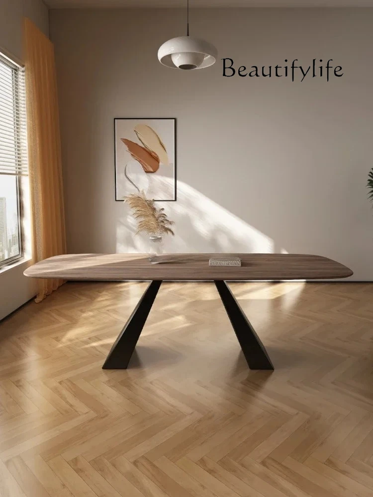 

North American black walnut dining table Nordic rectangular simple solid wood light luxury high-end furniture